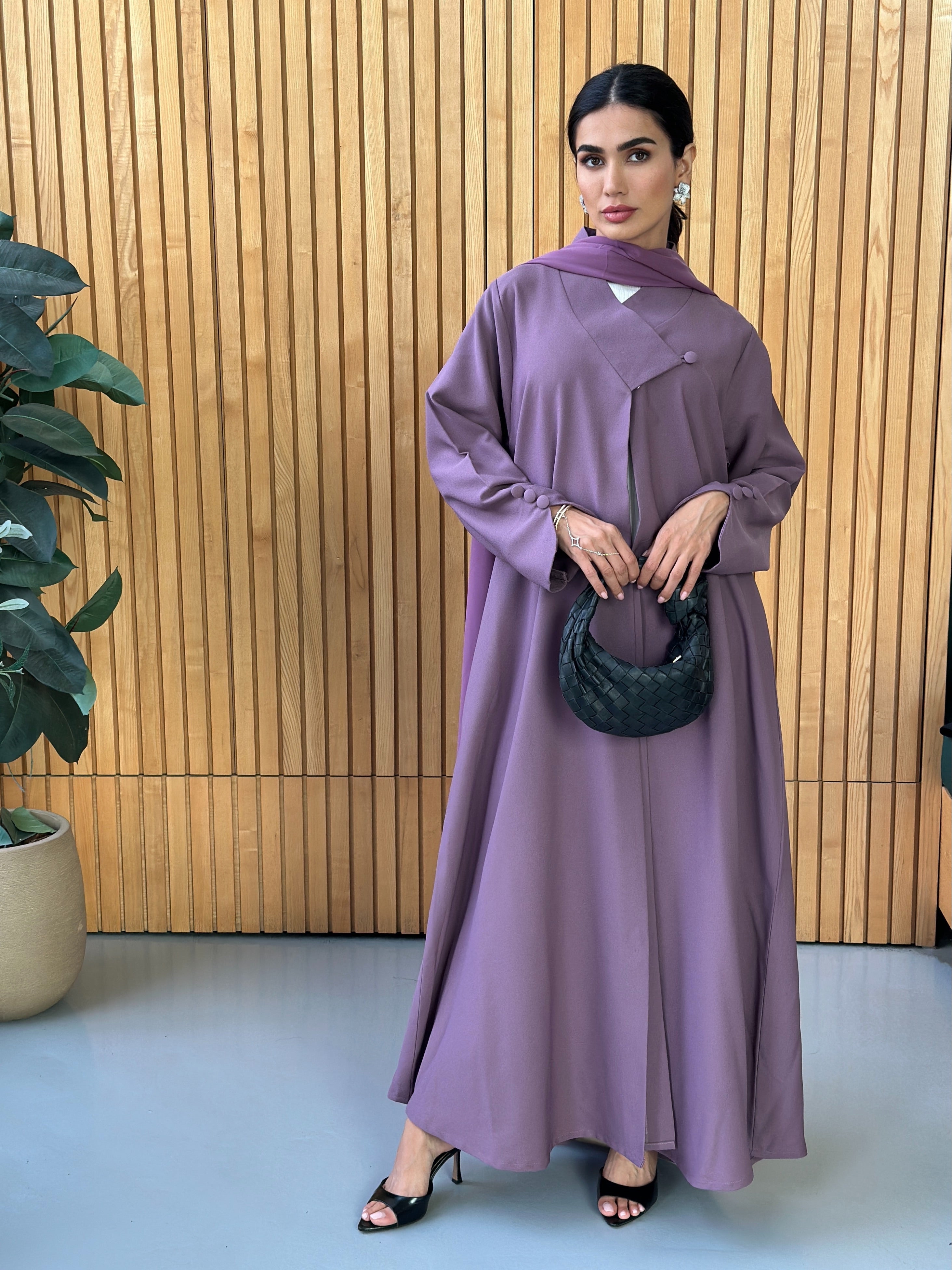 AT391 purple Abaya