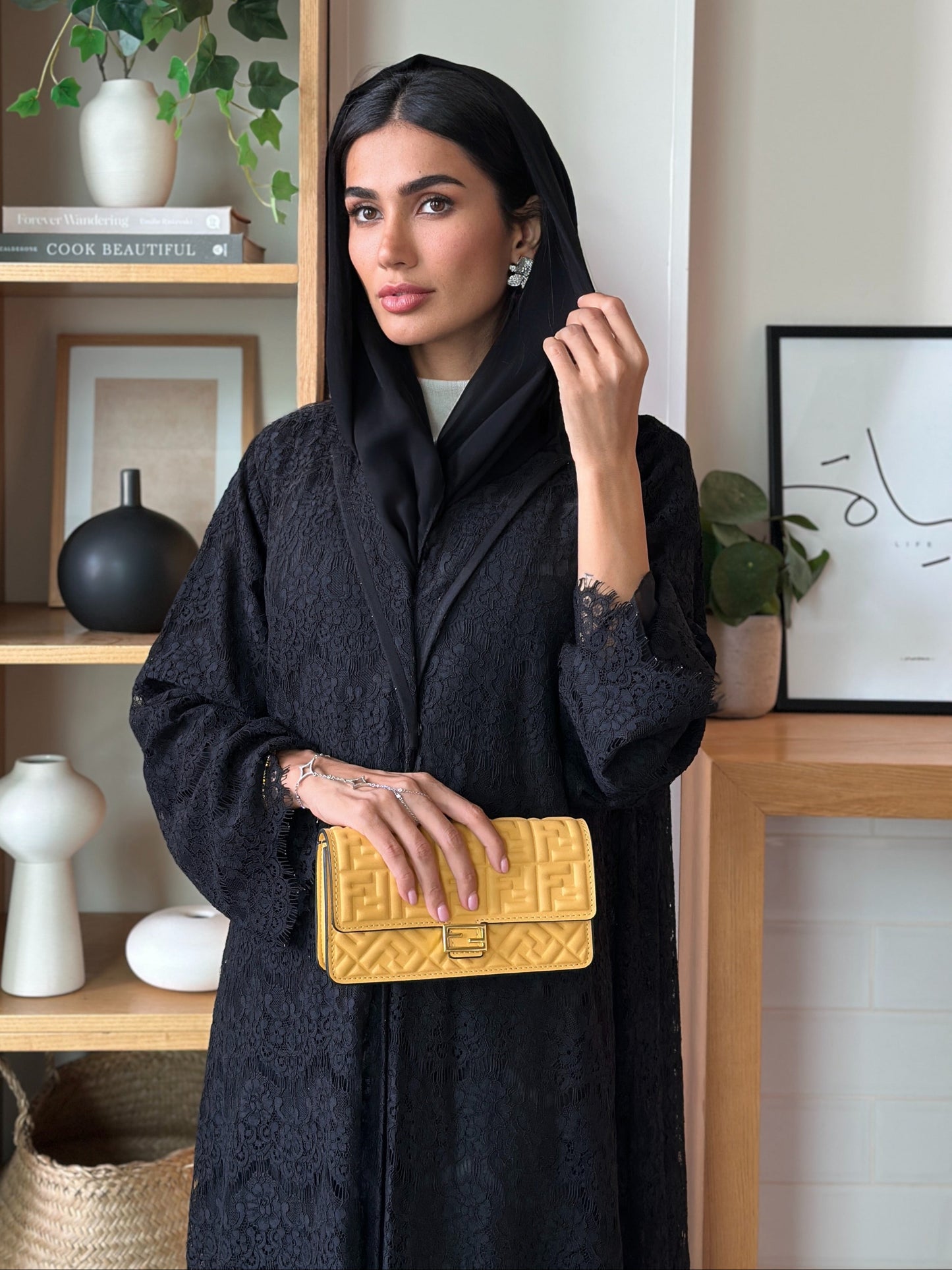 AT397 Black Lace Abaya
