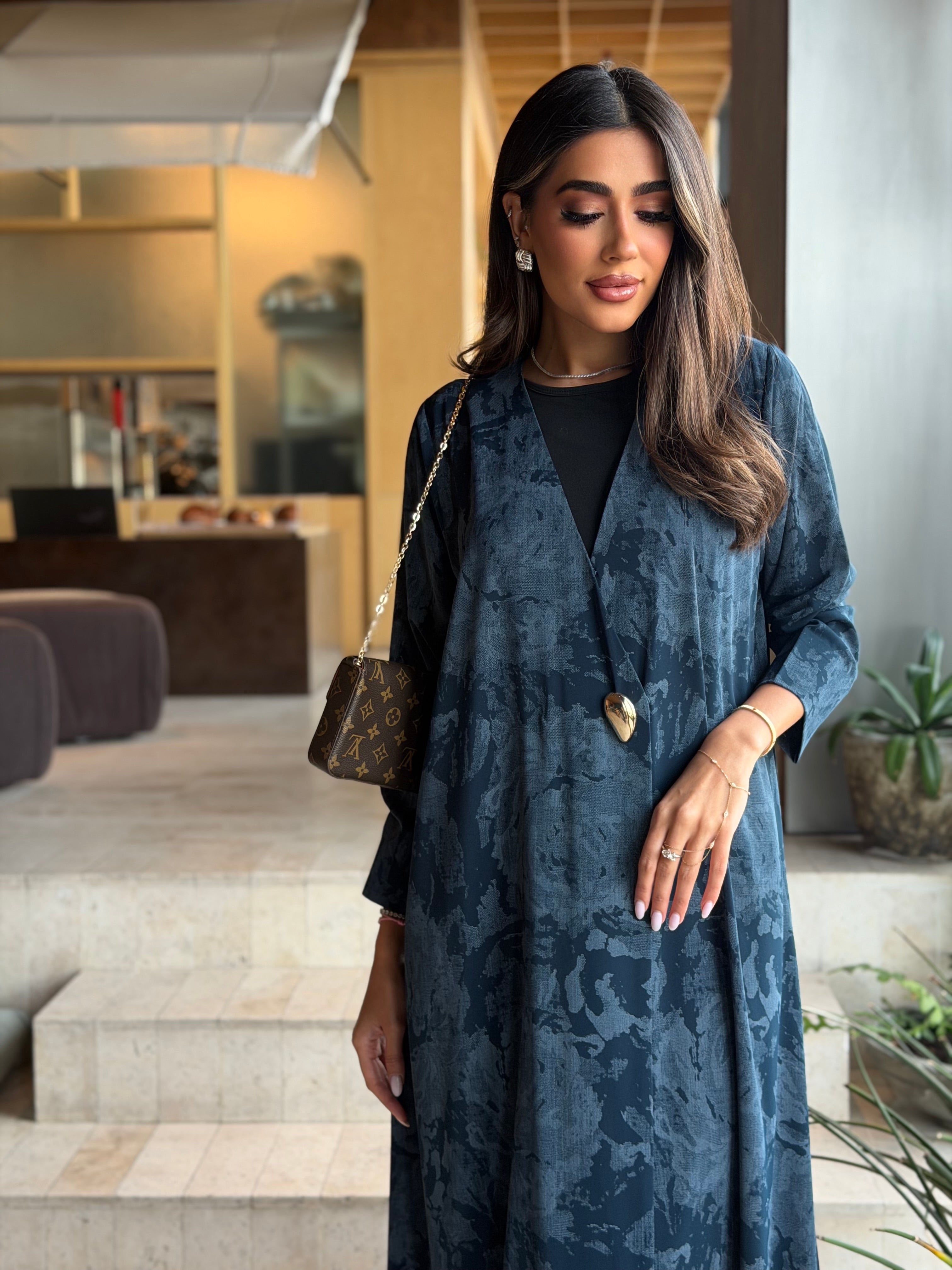 AT596 Blue Abaya