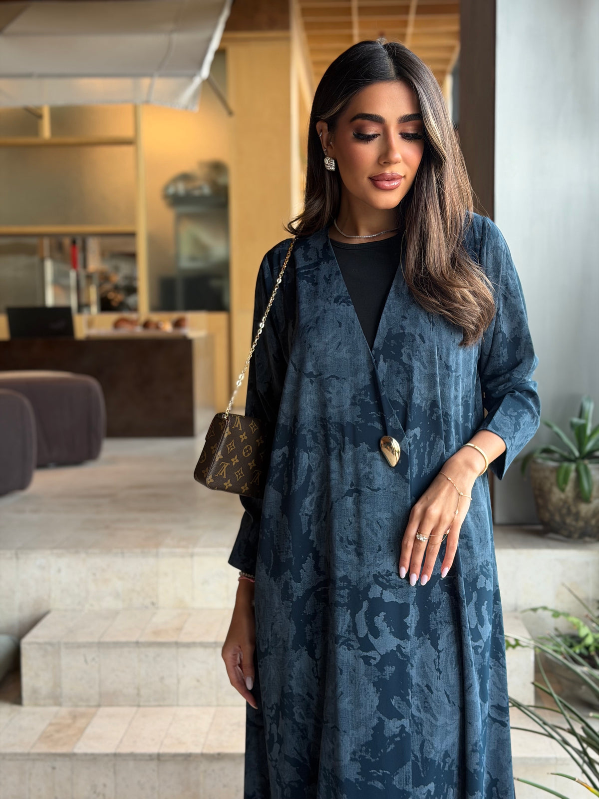 AT596 Blue Abaya