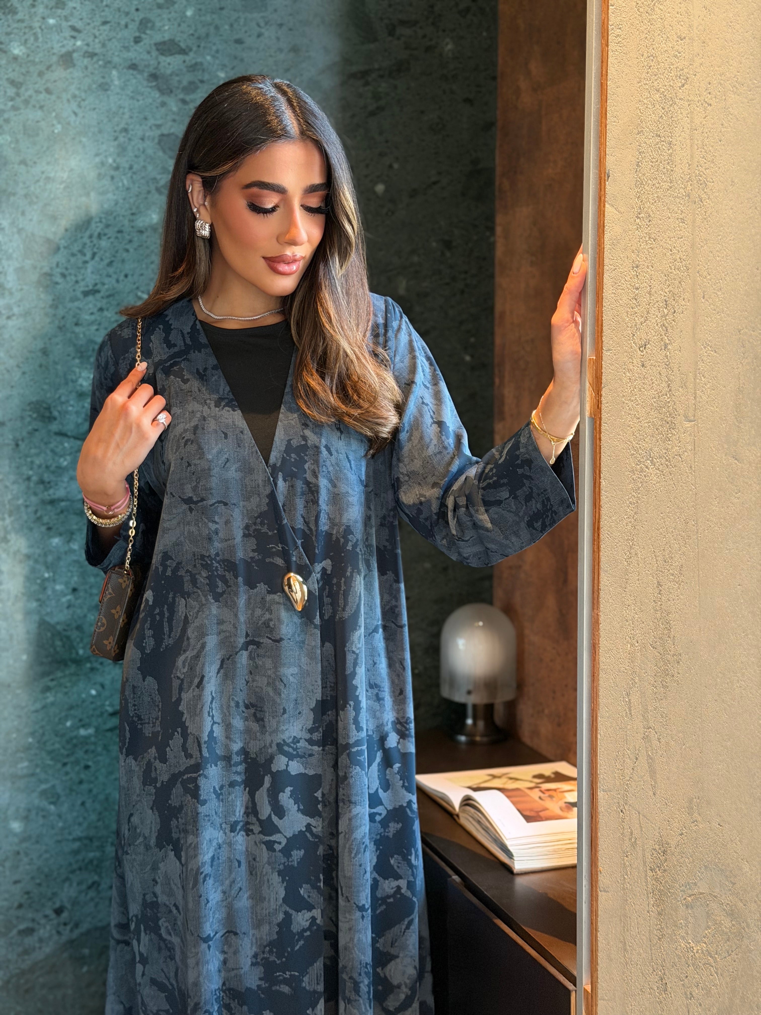 AT596 Blue Abaya