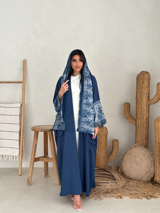 AT410 Lace Teal Abaya