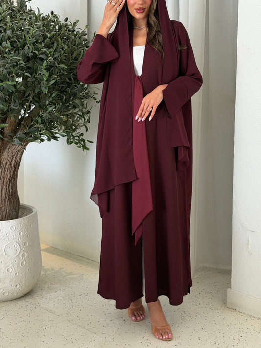 AT520 Maroon Abaya