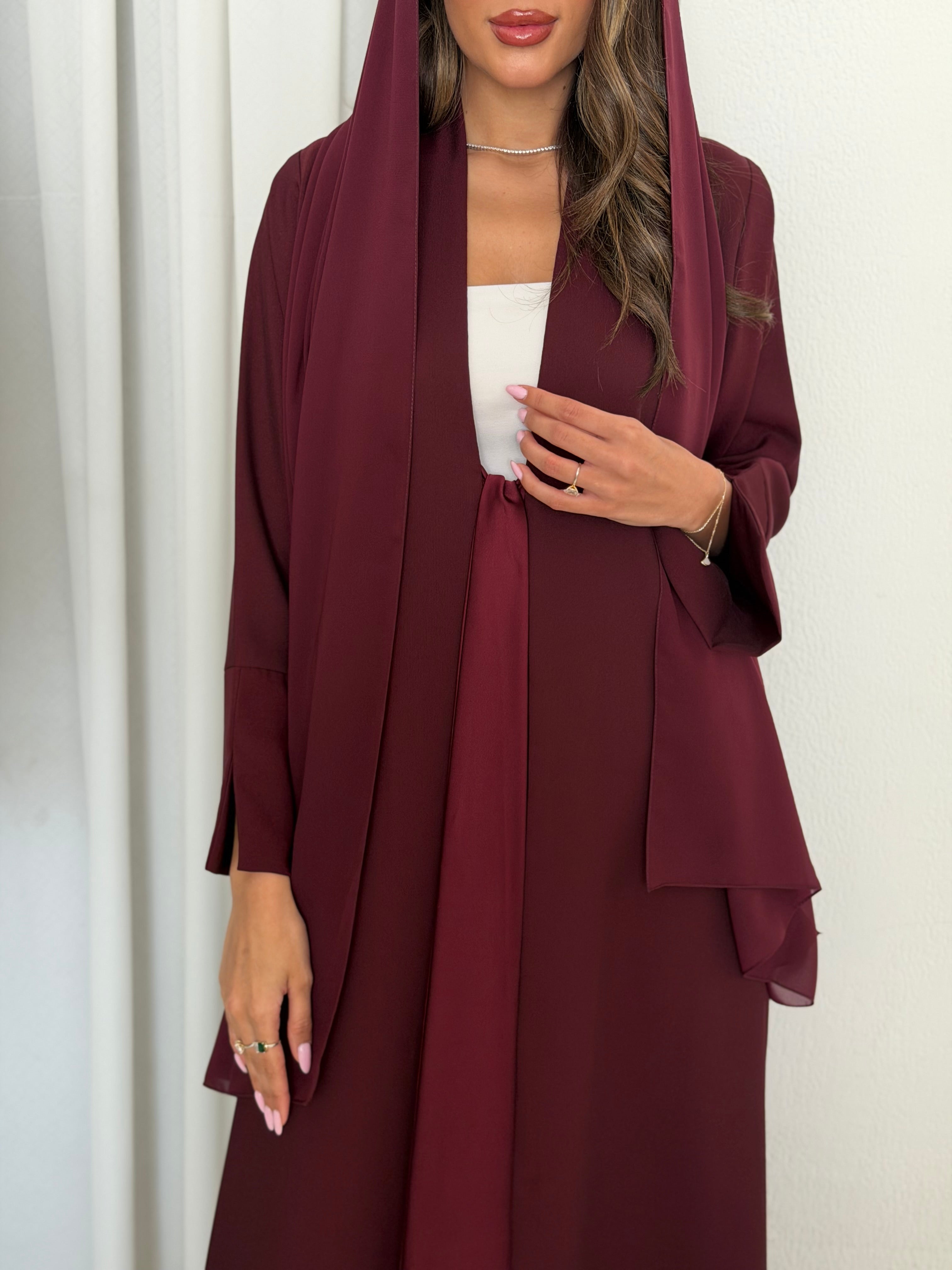AT520 Maroon Abaya