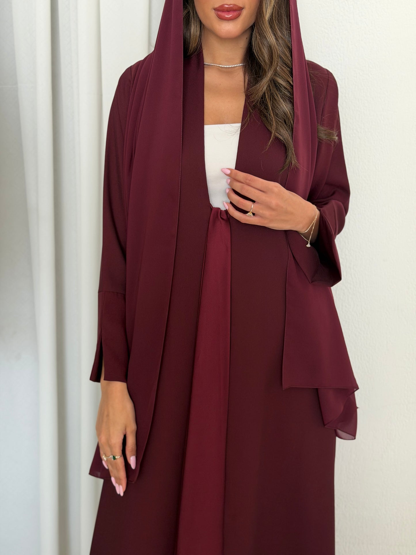 AT520 Maroon Abaya