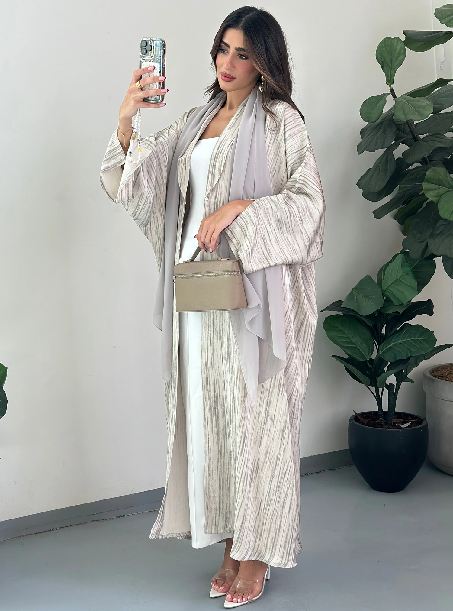FN034 (Ready to Ship) beige work Abaya