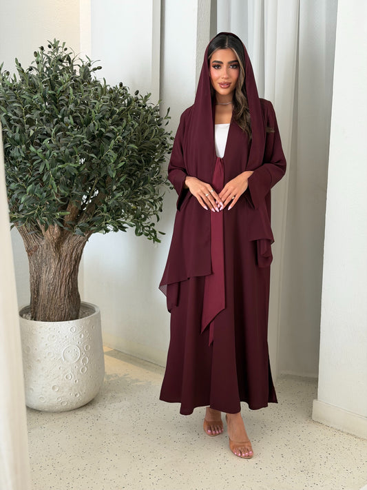 AT520 Maroon Abaya
