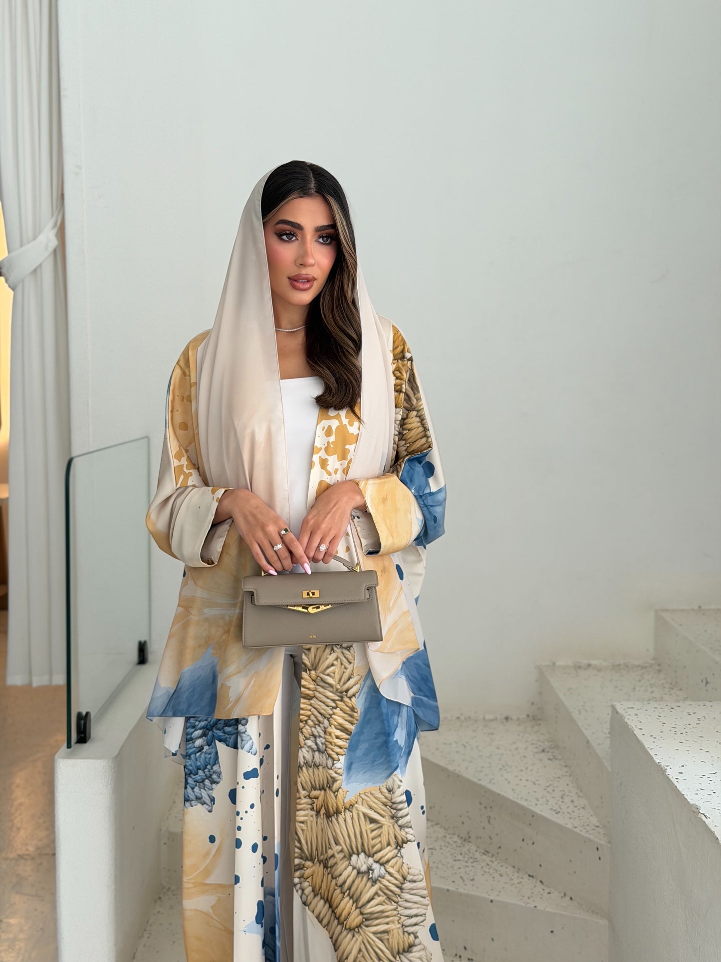 AT529 print Bisht Abaya