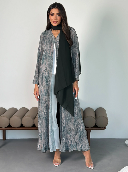 AT333 Pleat green abaya