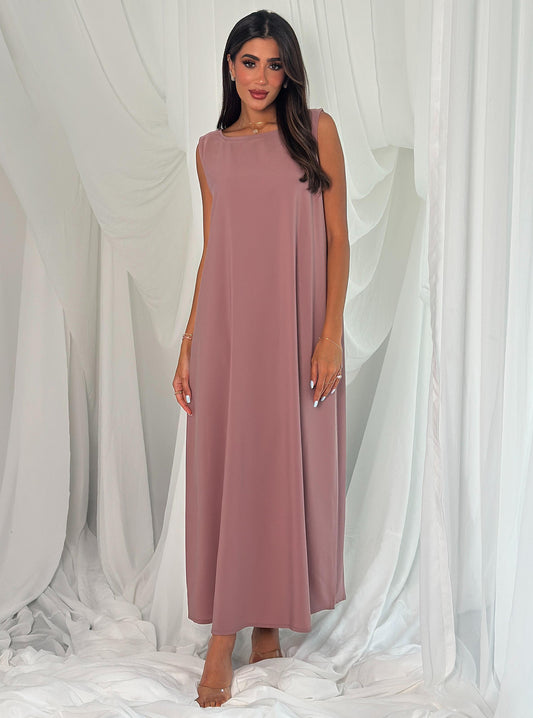 A007- crepe A-cut rose dress