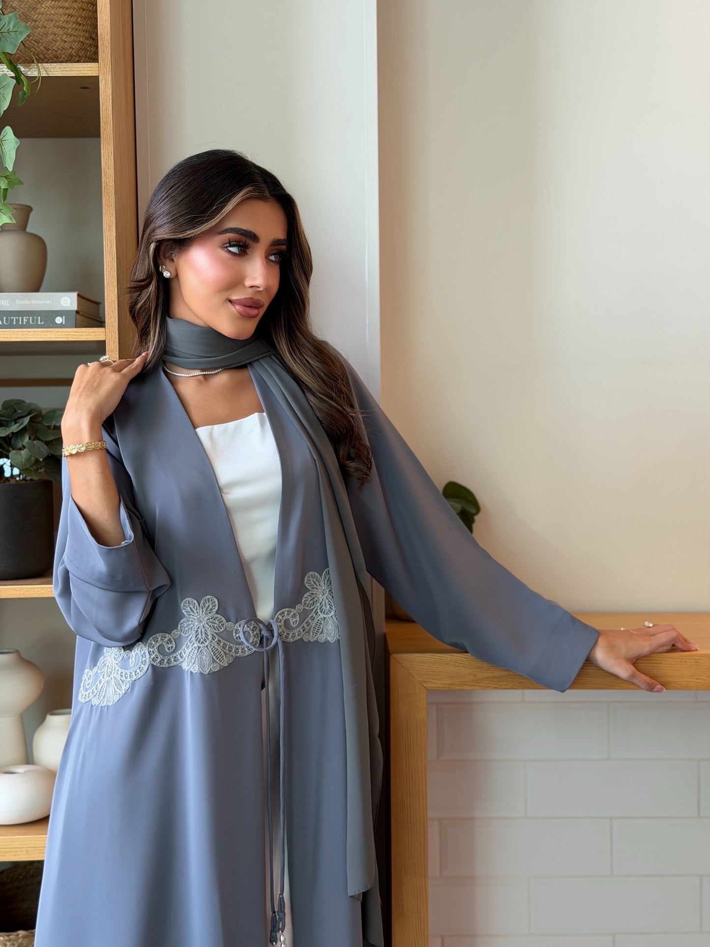 AT539 Gray Abaya