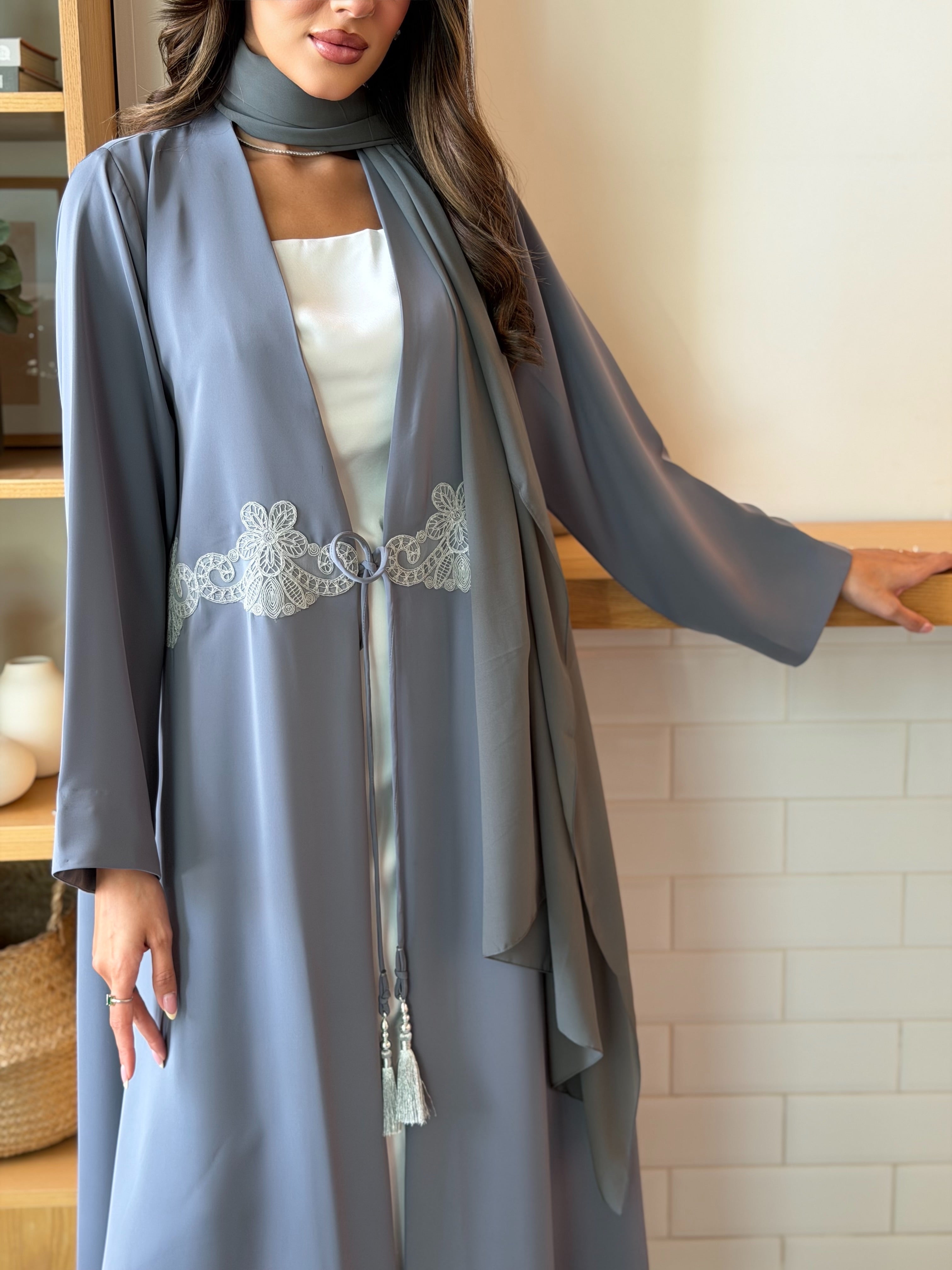 AT539 Gray Abaya