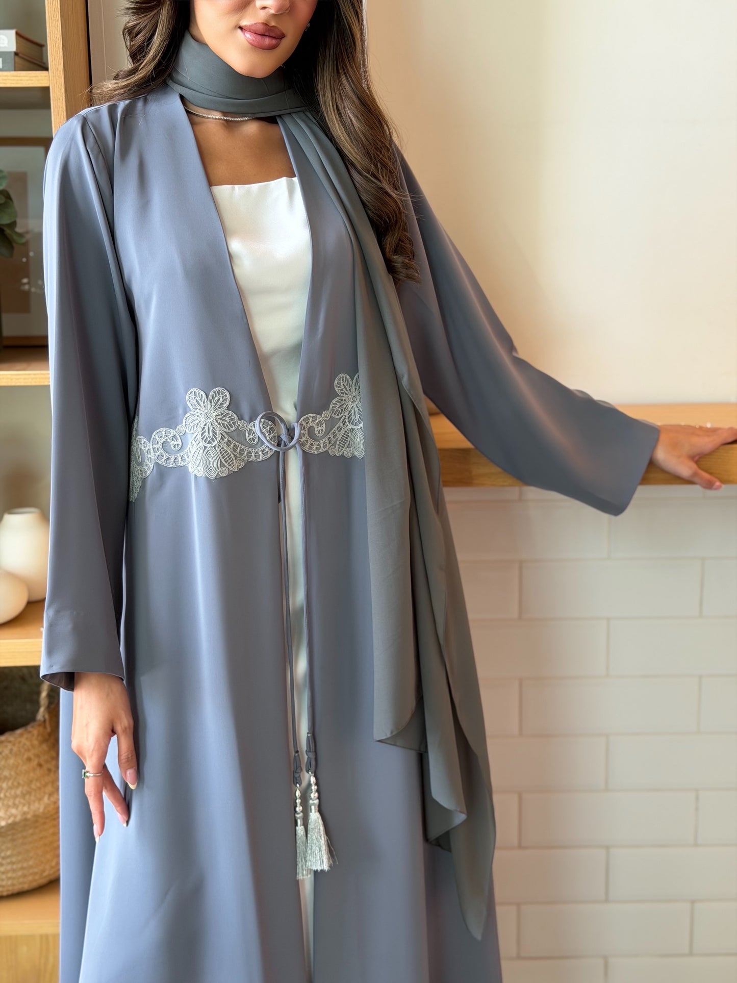 AT539 Gray Abaya