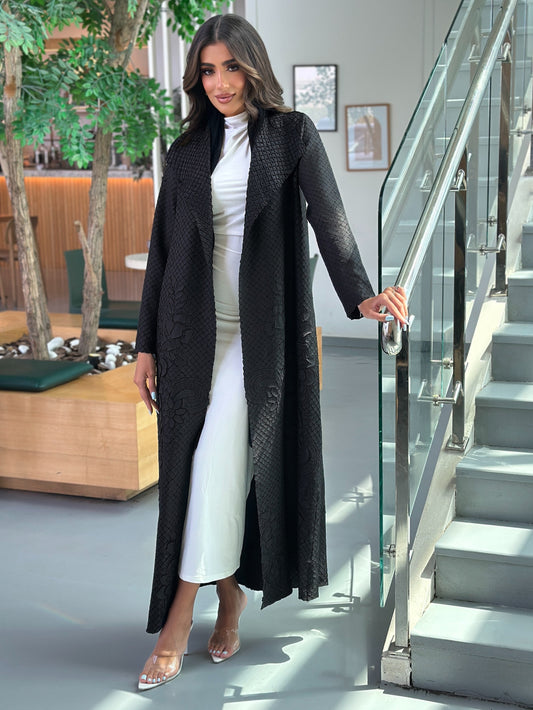 AT344 Black pelate abaya