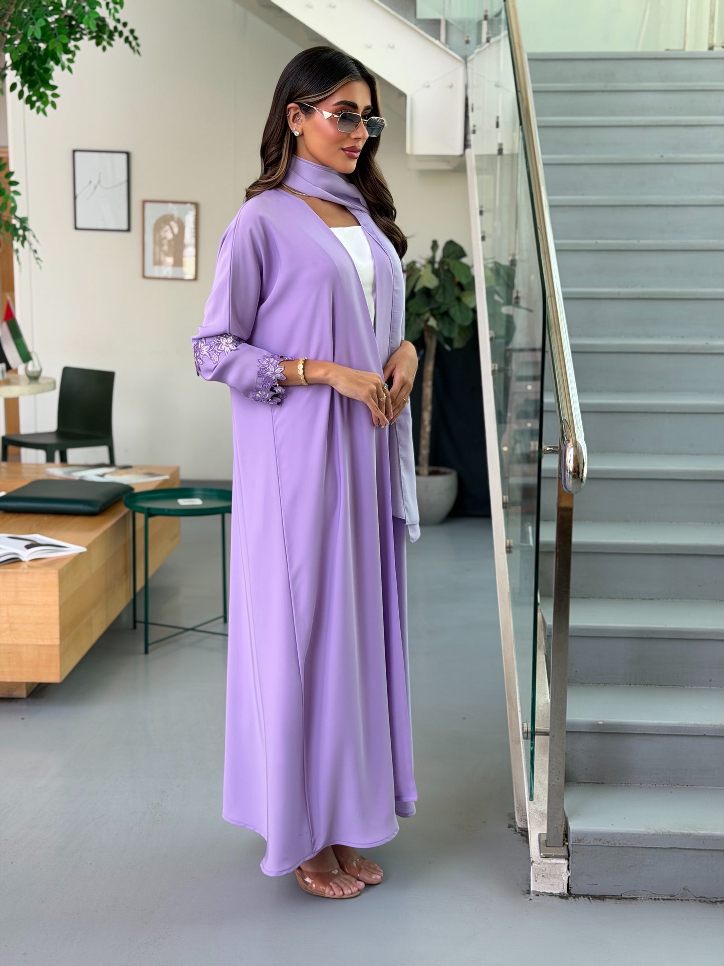 AT542 Half Bisht purple Abaya
