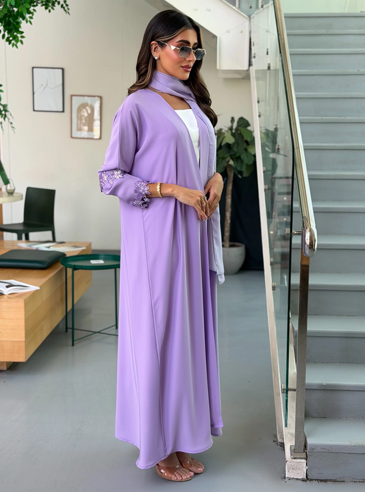 AT542 Half Bisht purple Abaya