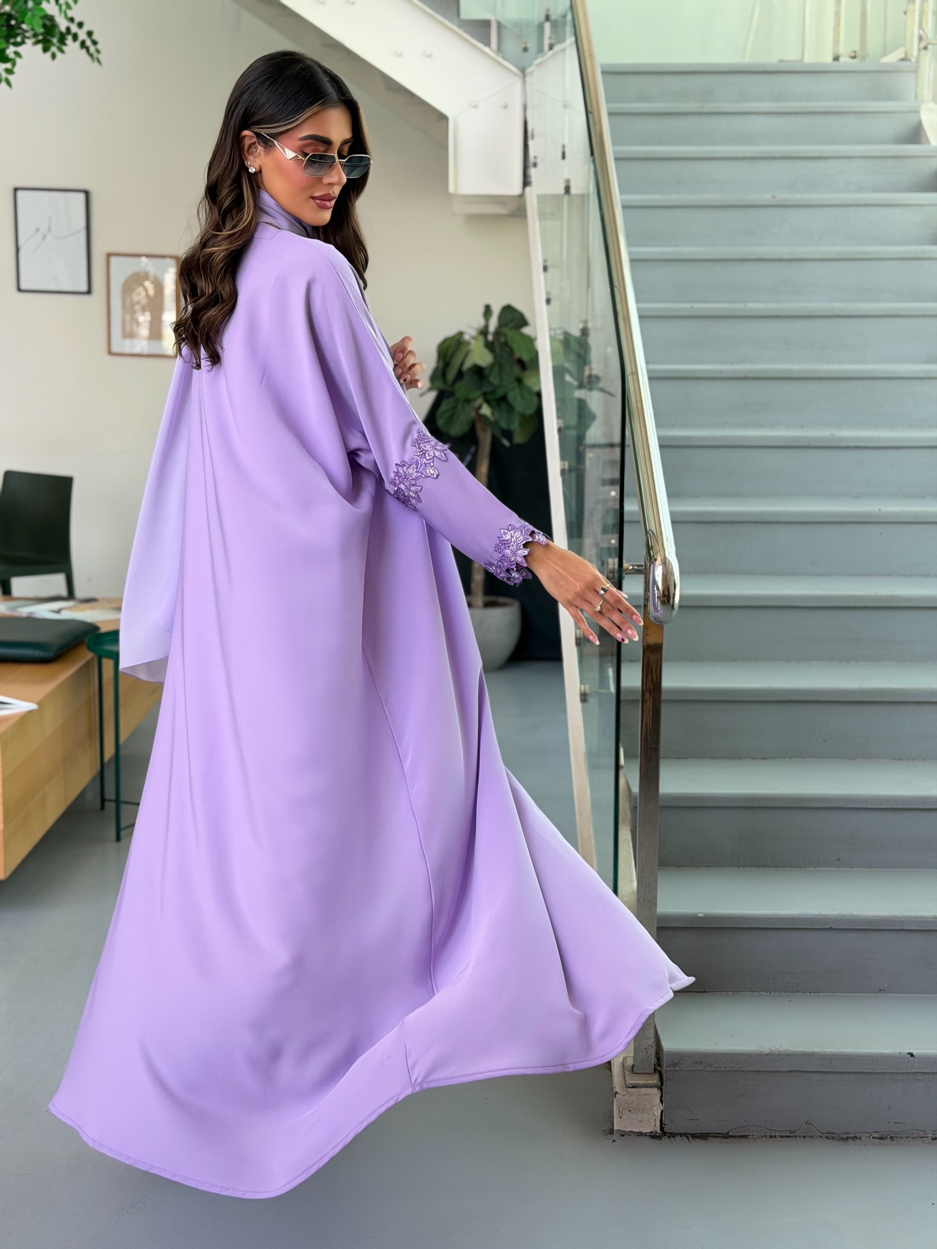 AT542 Half Bisht purple Abaya