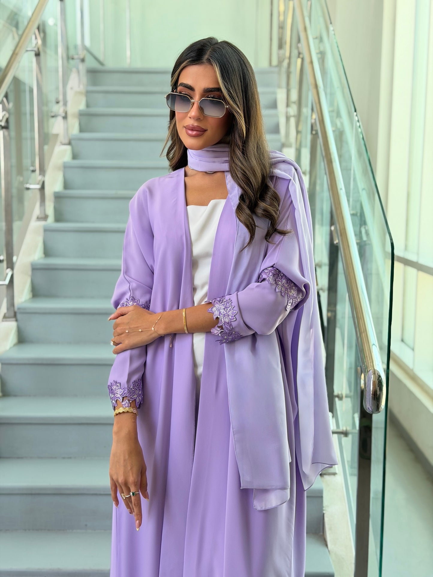 AT542 Half Bisht purple Abaya