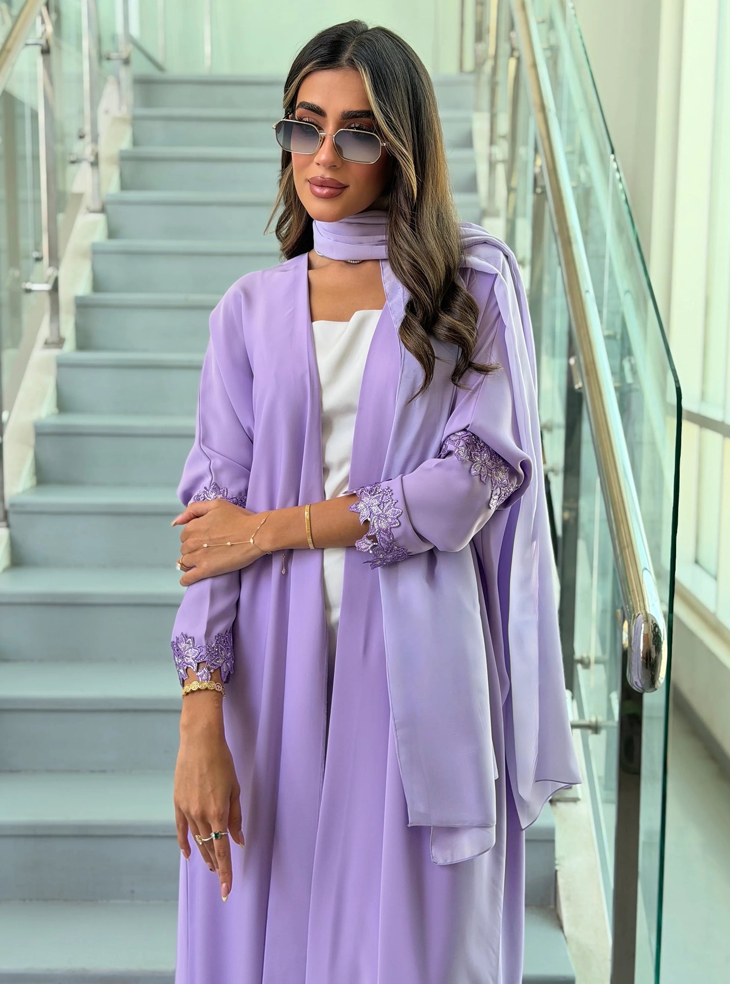 AT542 Half Bisht purple Abaya