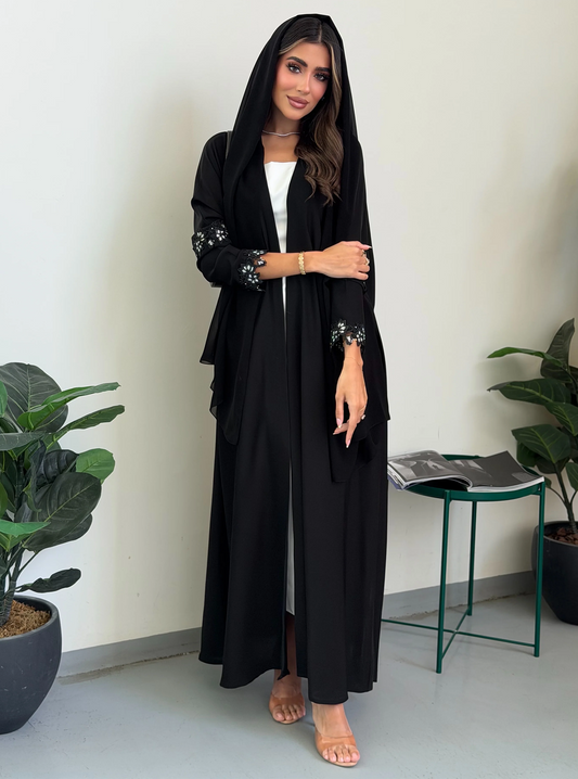 AT544 Half Bisht Black Abaya
