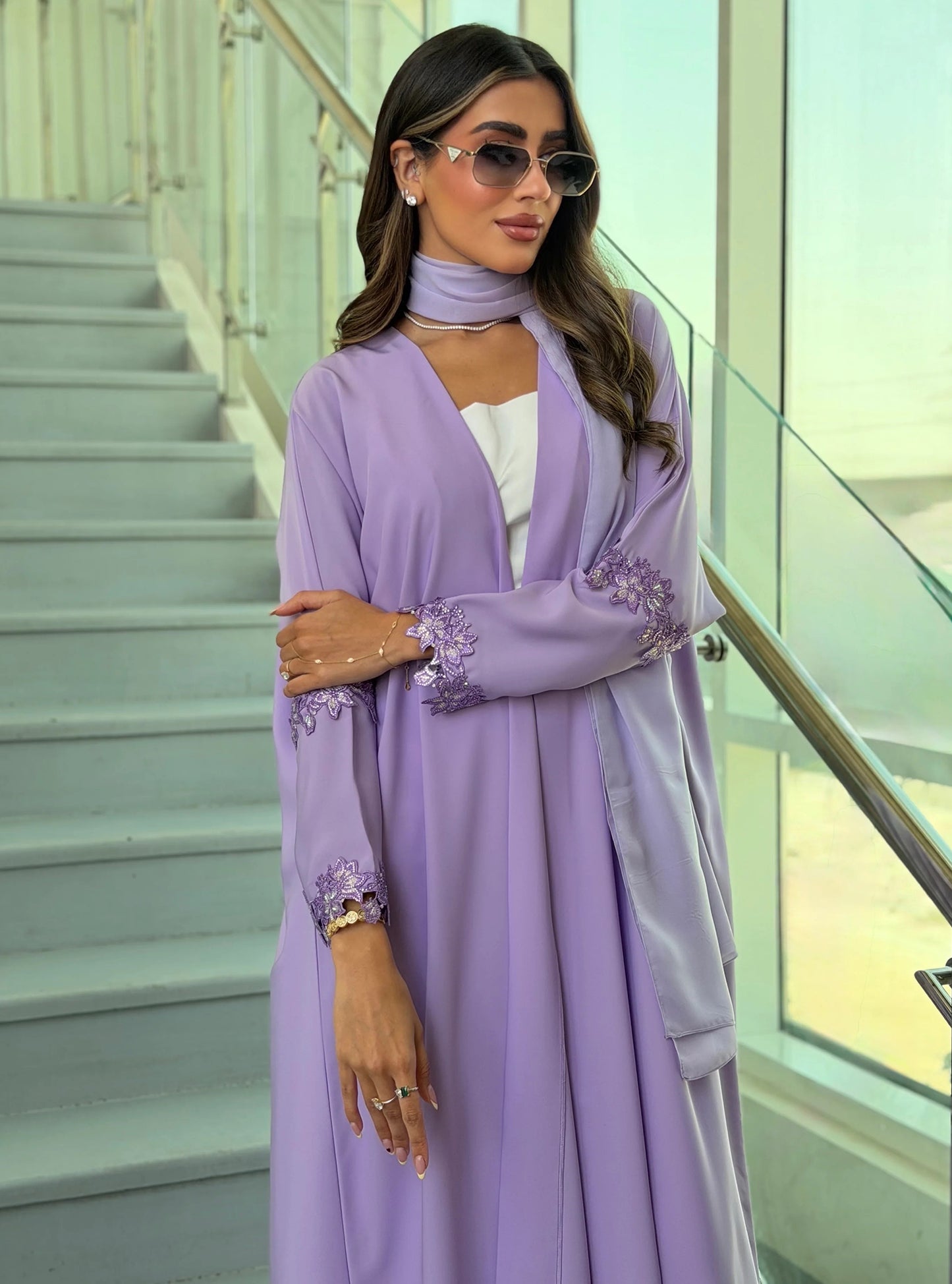 AT542 Half Bisht purple Abaya