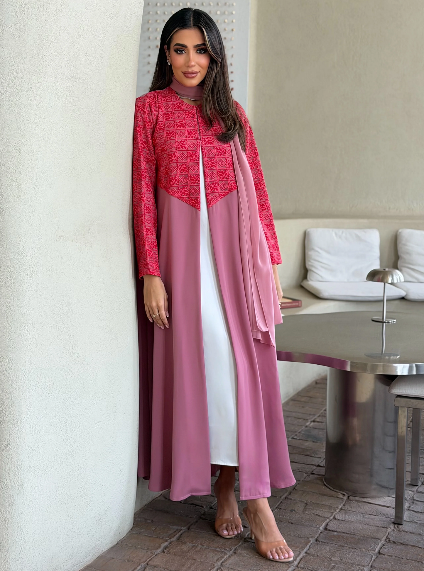 AT550 Rose A-Cut Abaya