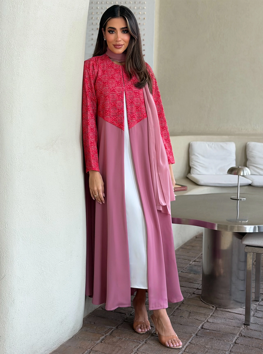 AT550 Rose A-Cut Abaya