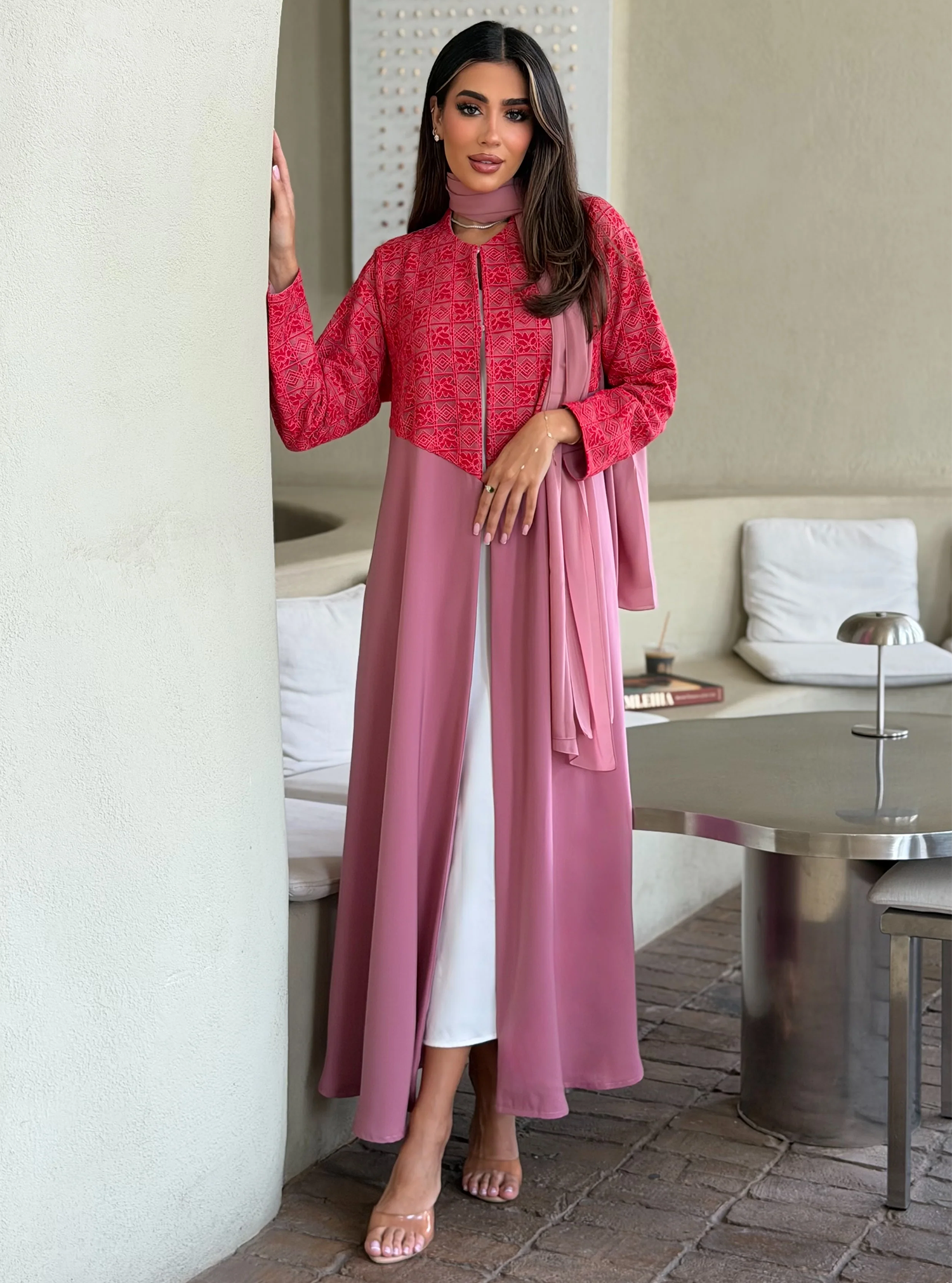 AT550 Rose A-Cut Abaya