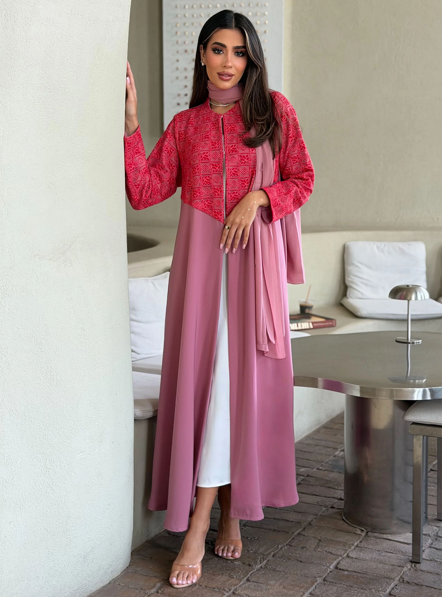 AT550 Rose A-Cut Abaya