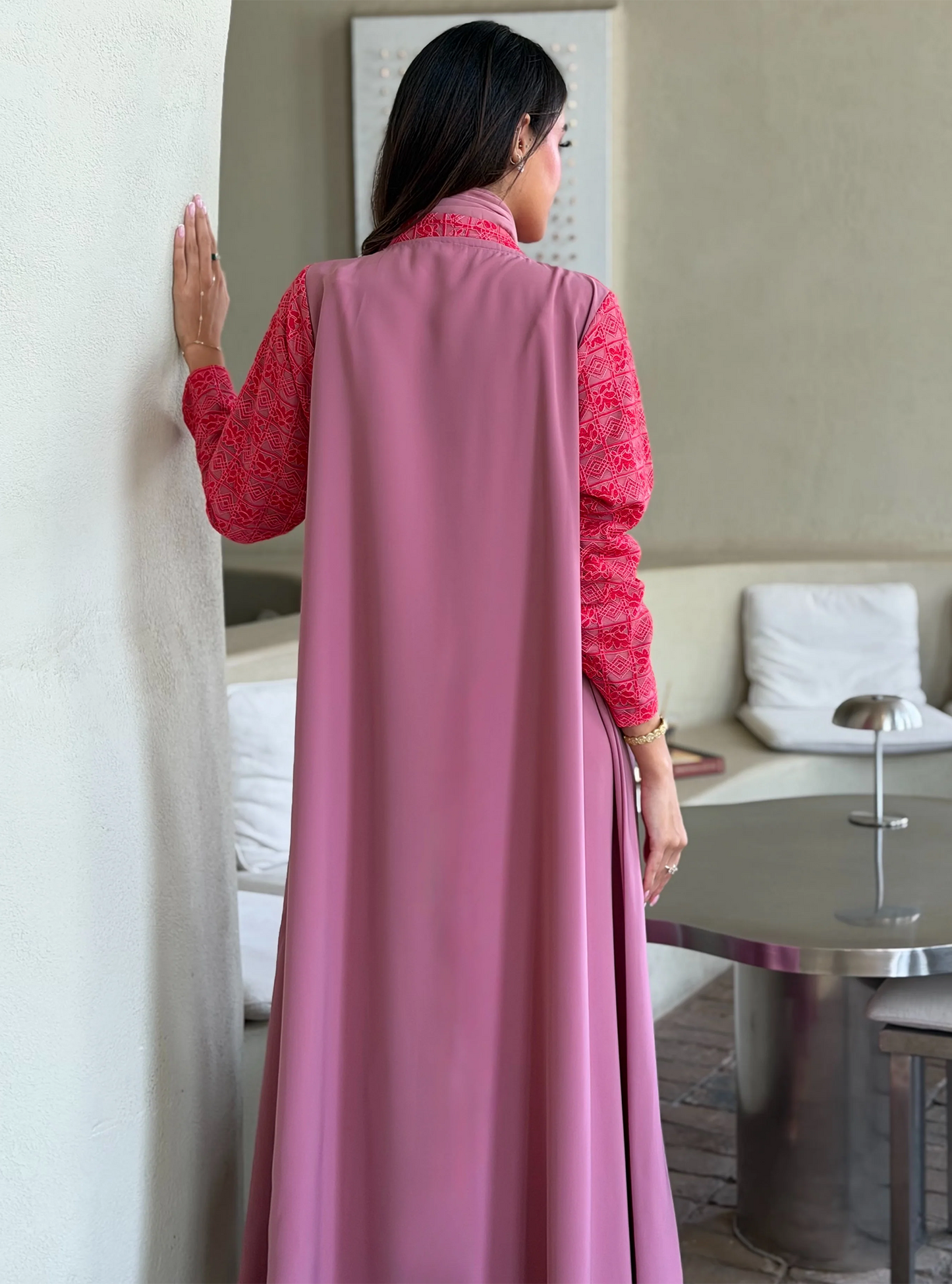 AT550 Rose A-Cut Abaya
