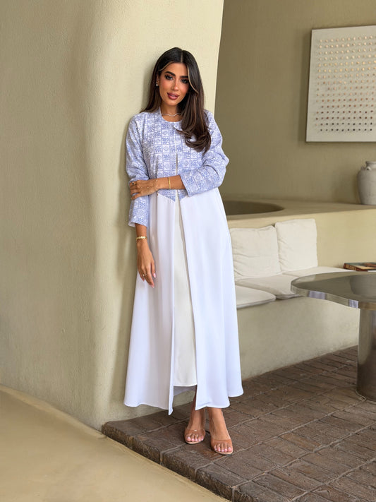 AT552  Pearl Lace A-Cut Abaya