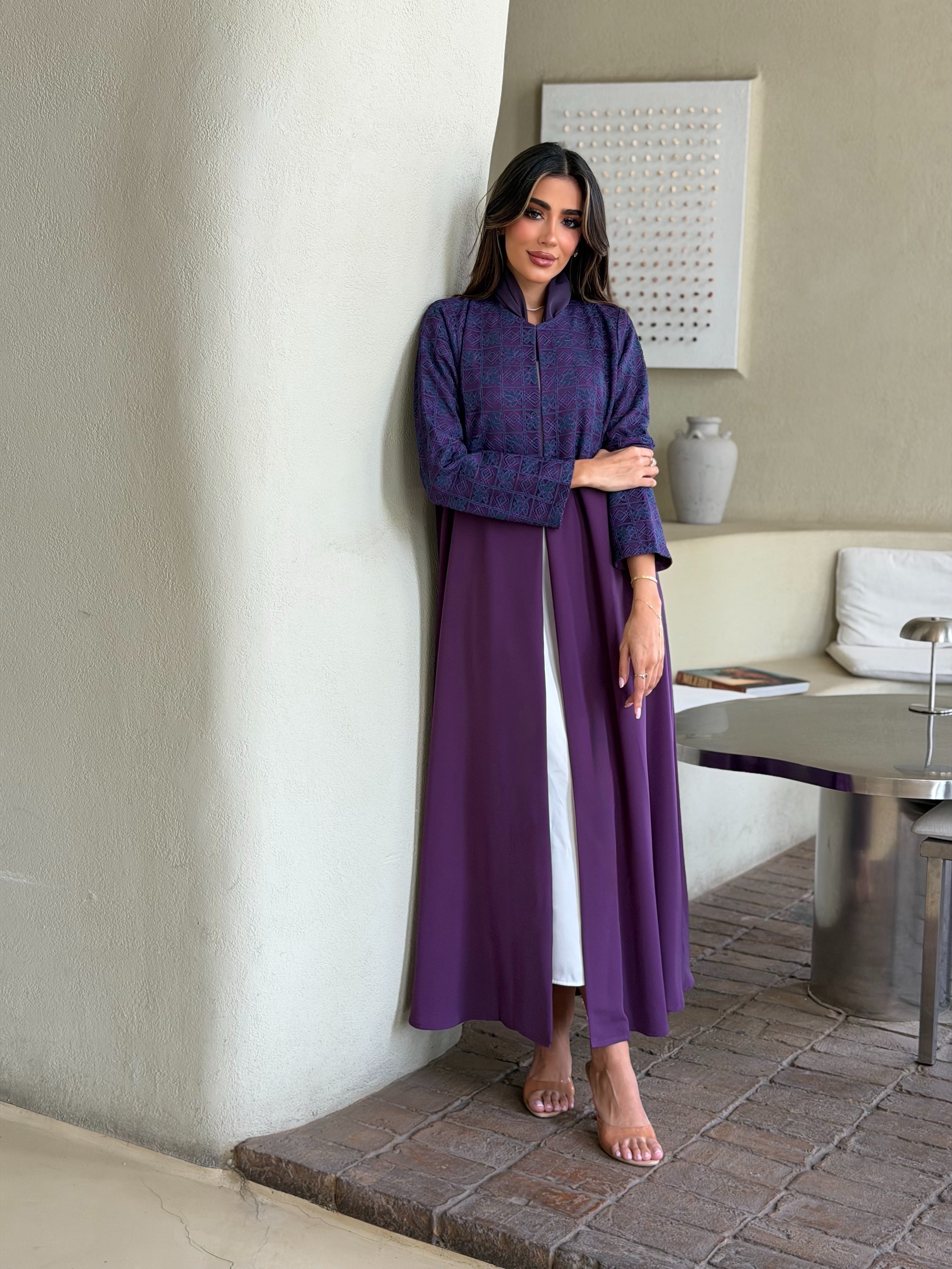 AT549 purple A-Cut Abaya