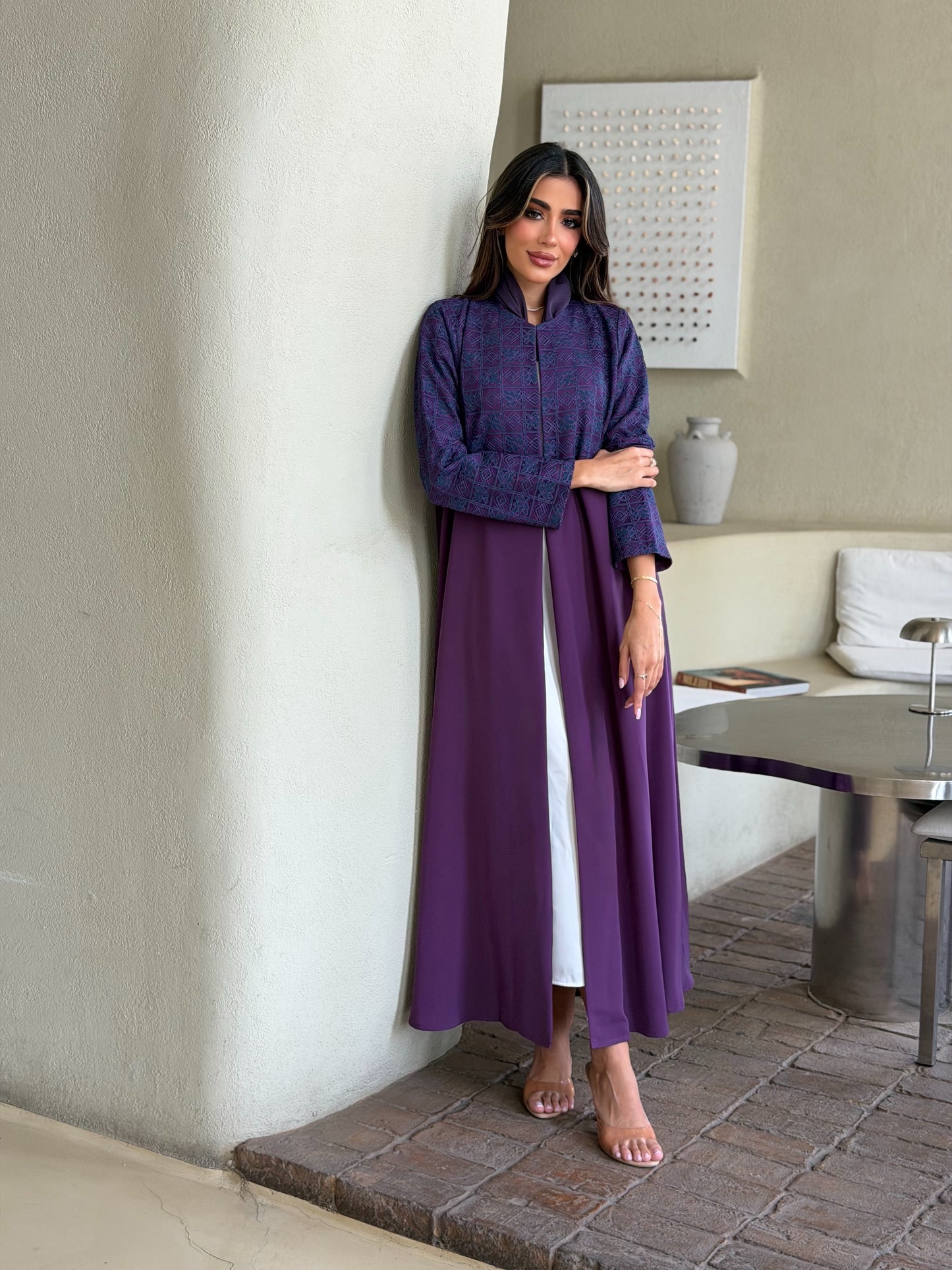 AT549 purple A-Cut Abaya