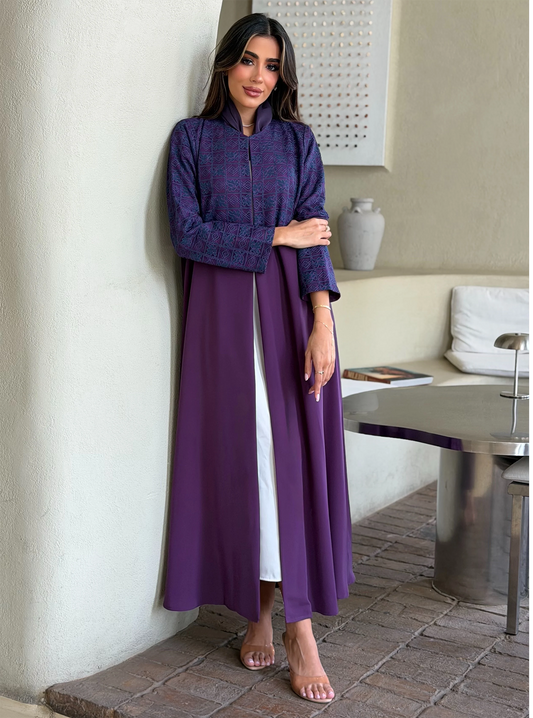 AT549 purple A-Cut Abaya