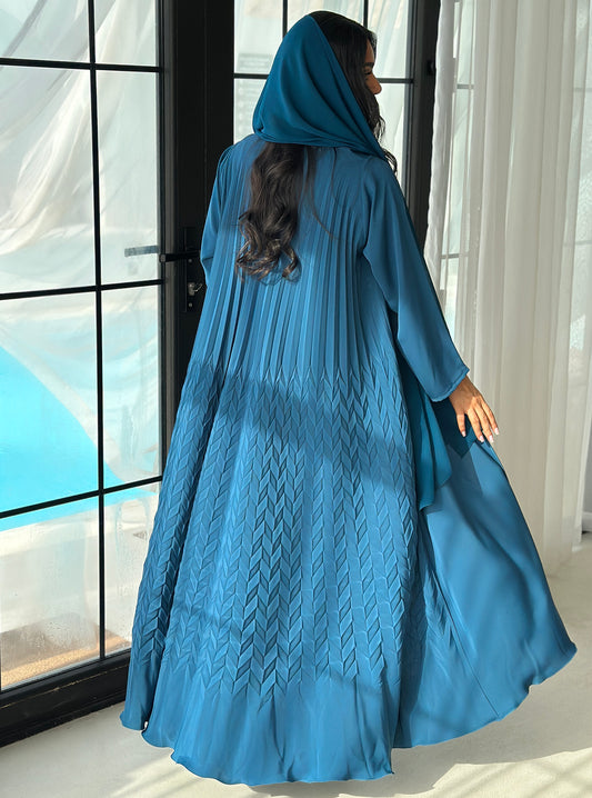 AT381  Teal Pelate Abaya