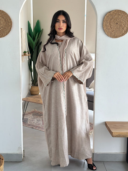 AT407 Beige Set Abaya