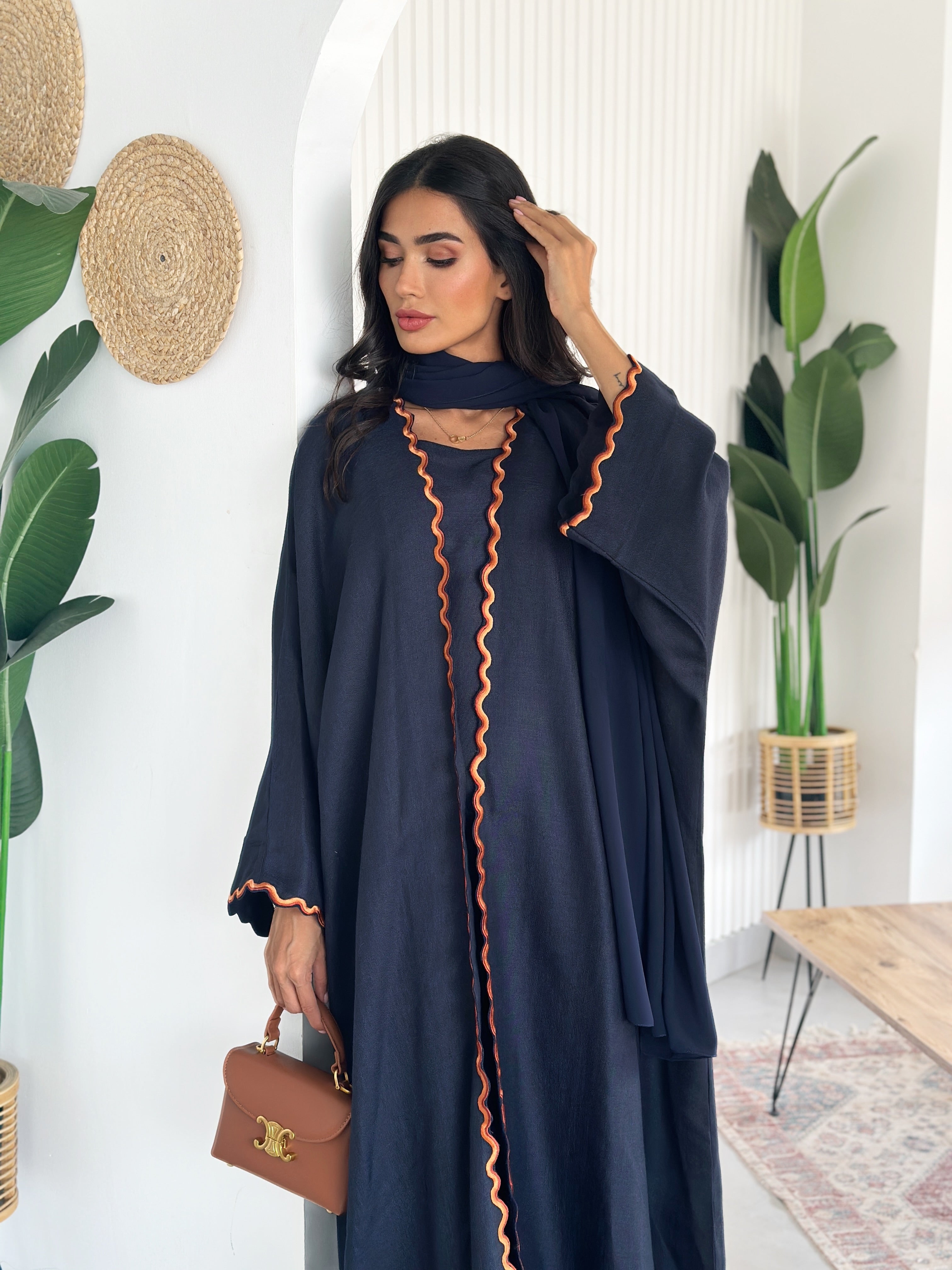 AT409 Navy Set Abaya