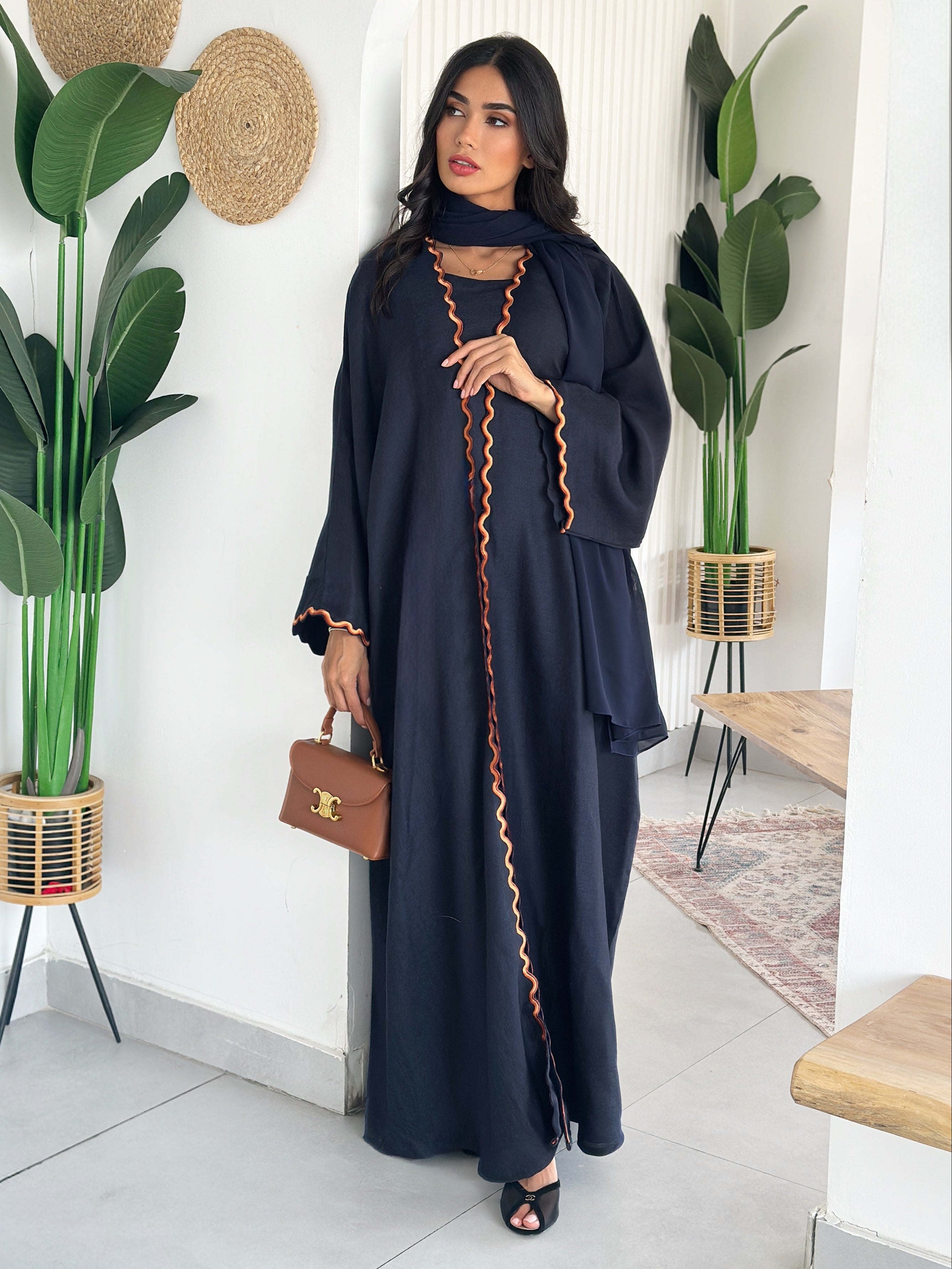 AT409 Navy Set Abaya