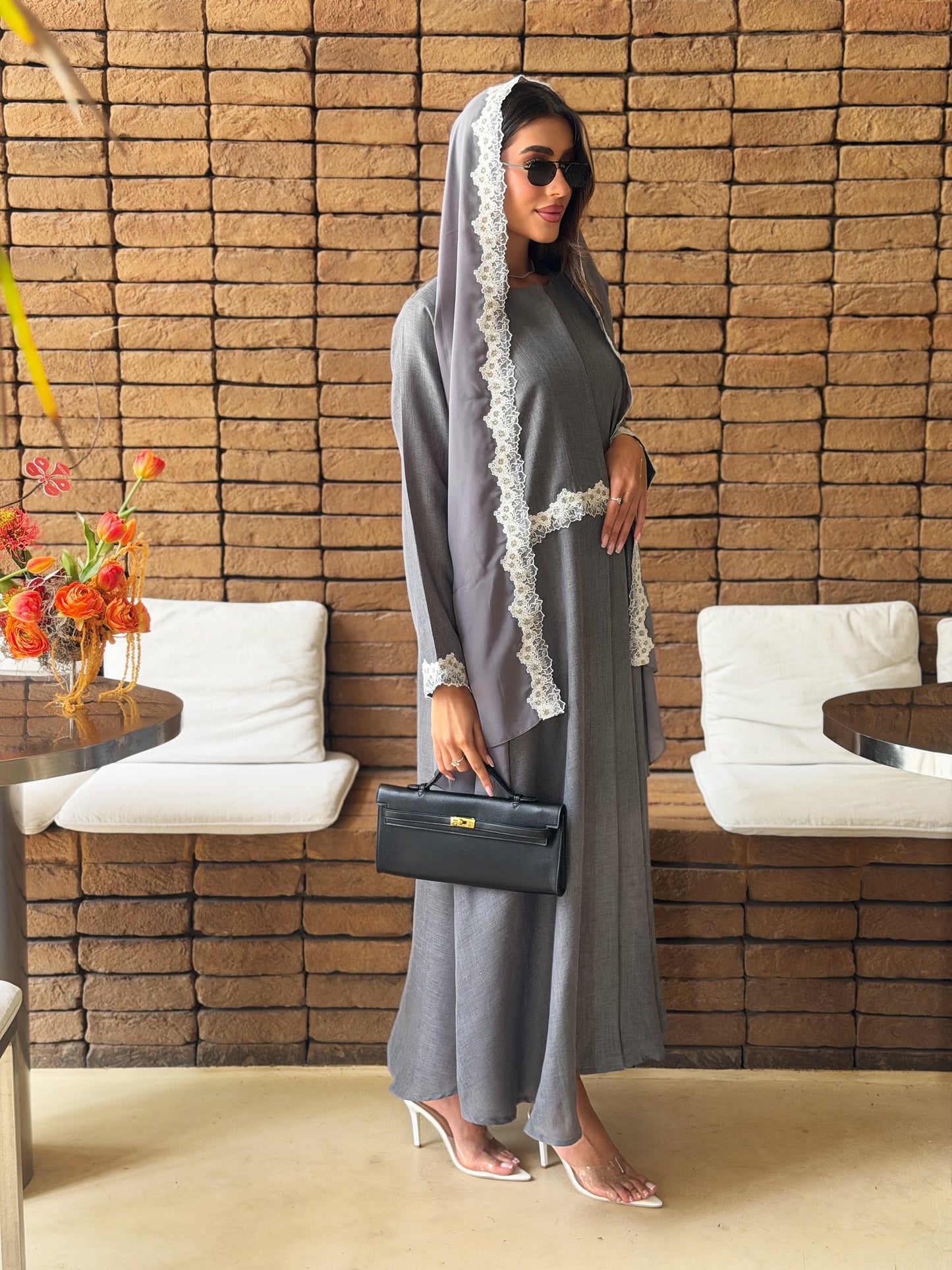 AT572 Gray Lenin Abaya