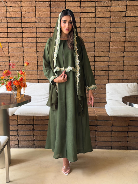 AT571 Olive Lenin Abaya