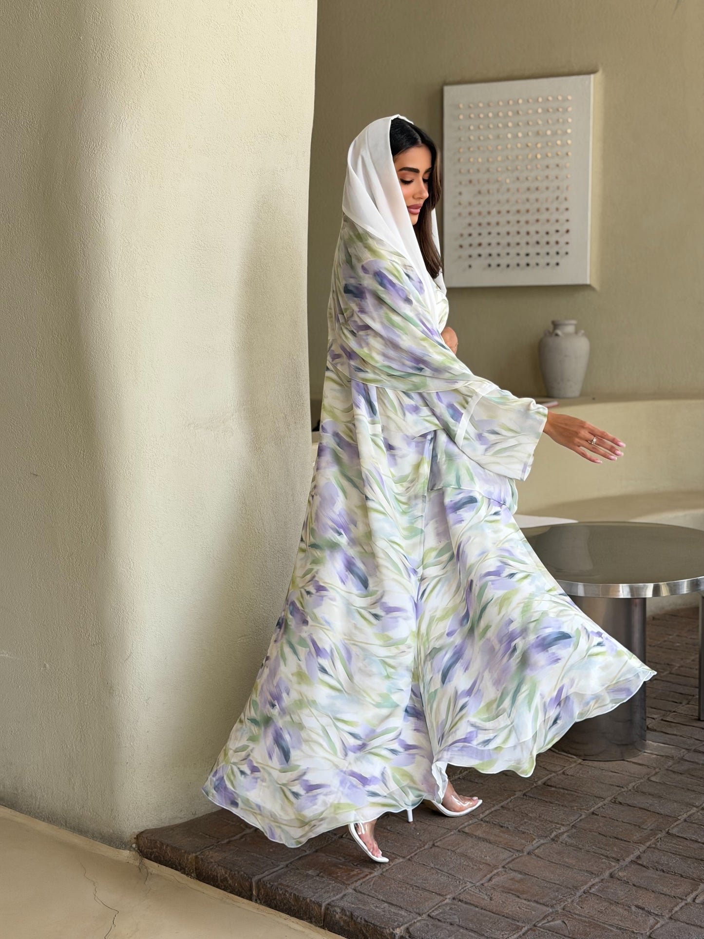AT564 Double Chiffon Summer Bisht Abaya