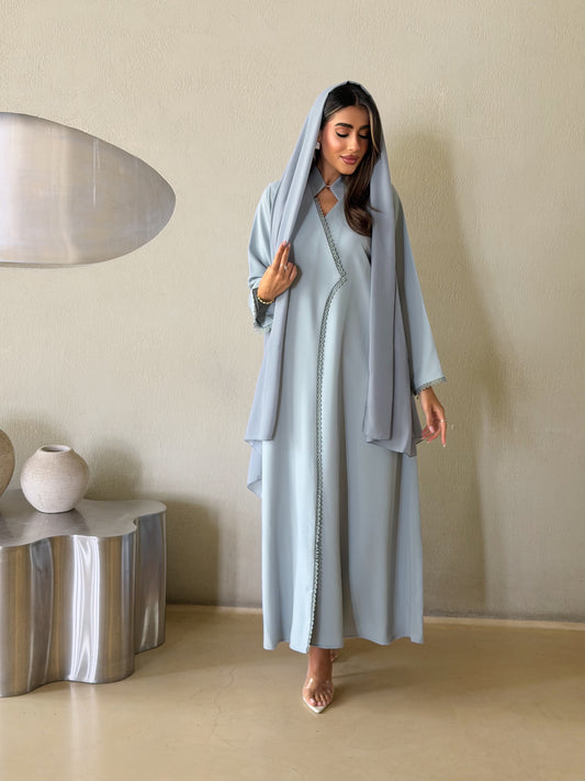AT562 light Blue Abaya