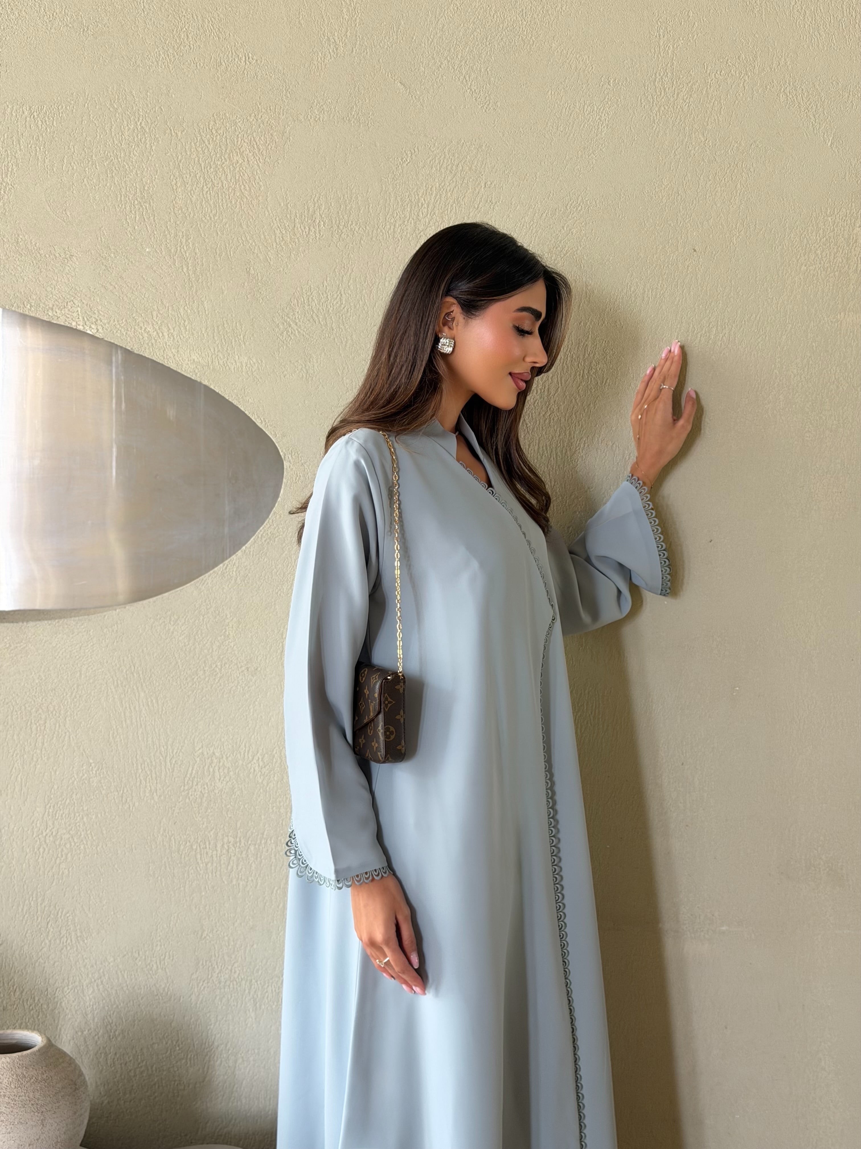 AT562 light Blue Abaya