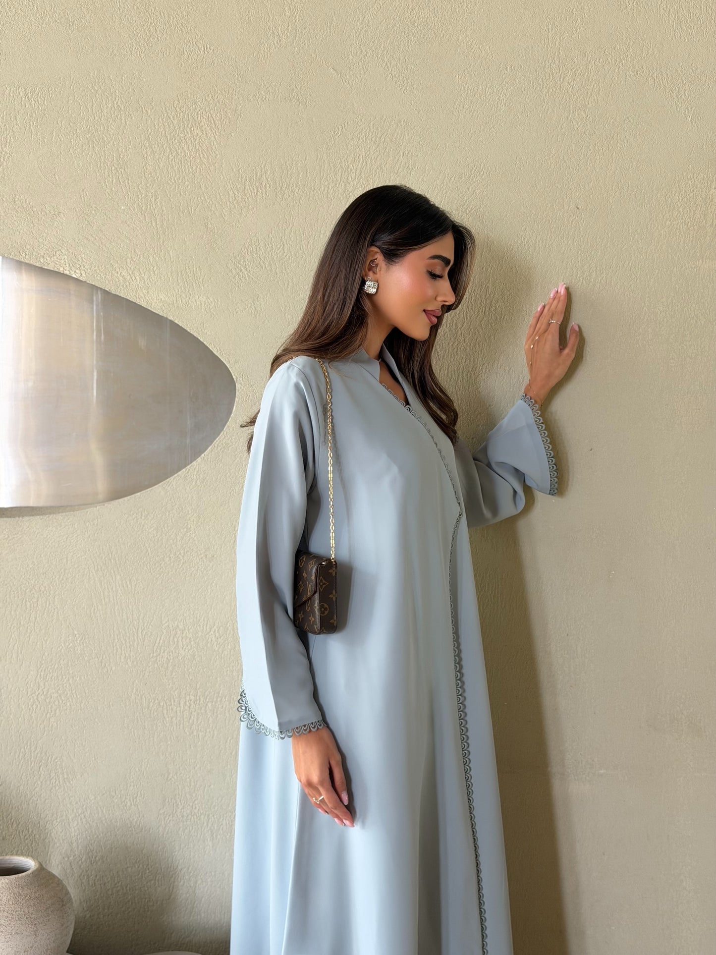 AT562 light Blue Abaya