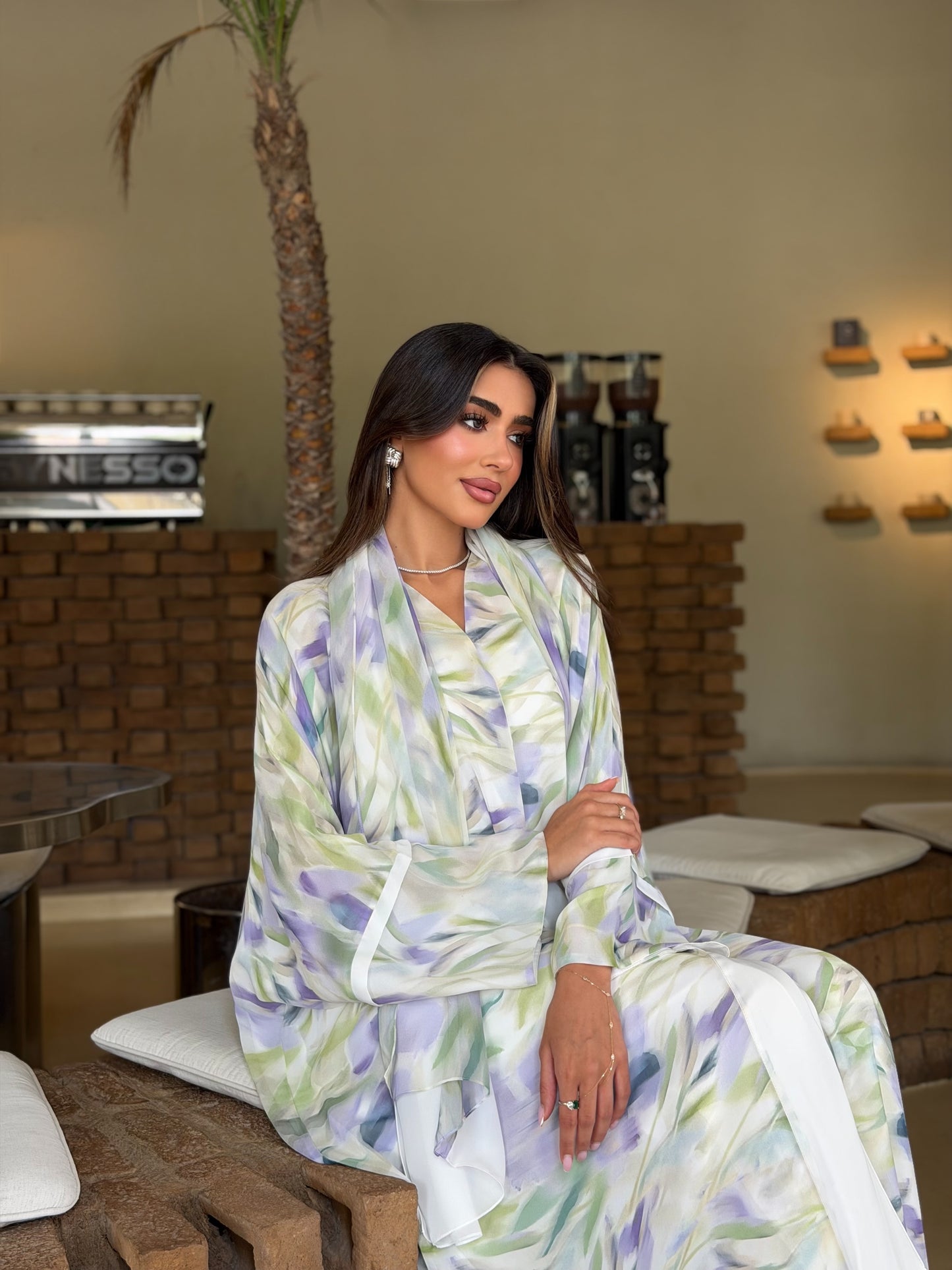 AT564 Double Chiffon Summer Bisht Abaya