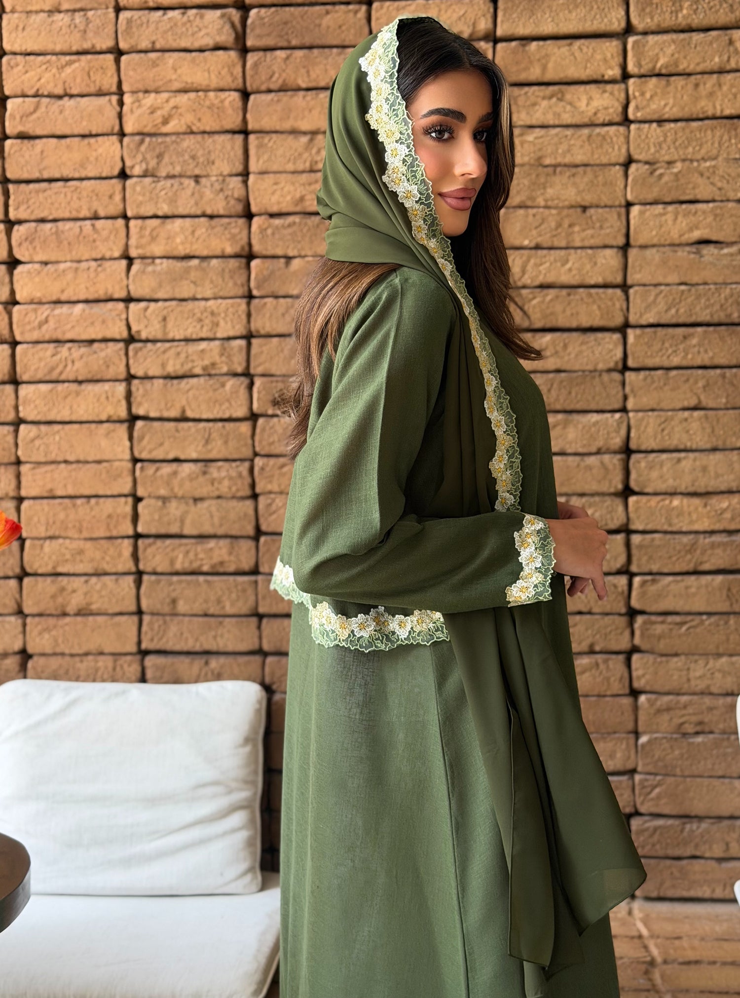 AT571 Olive Lenin Abaya