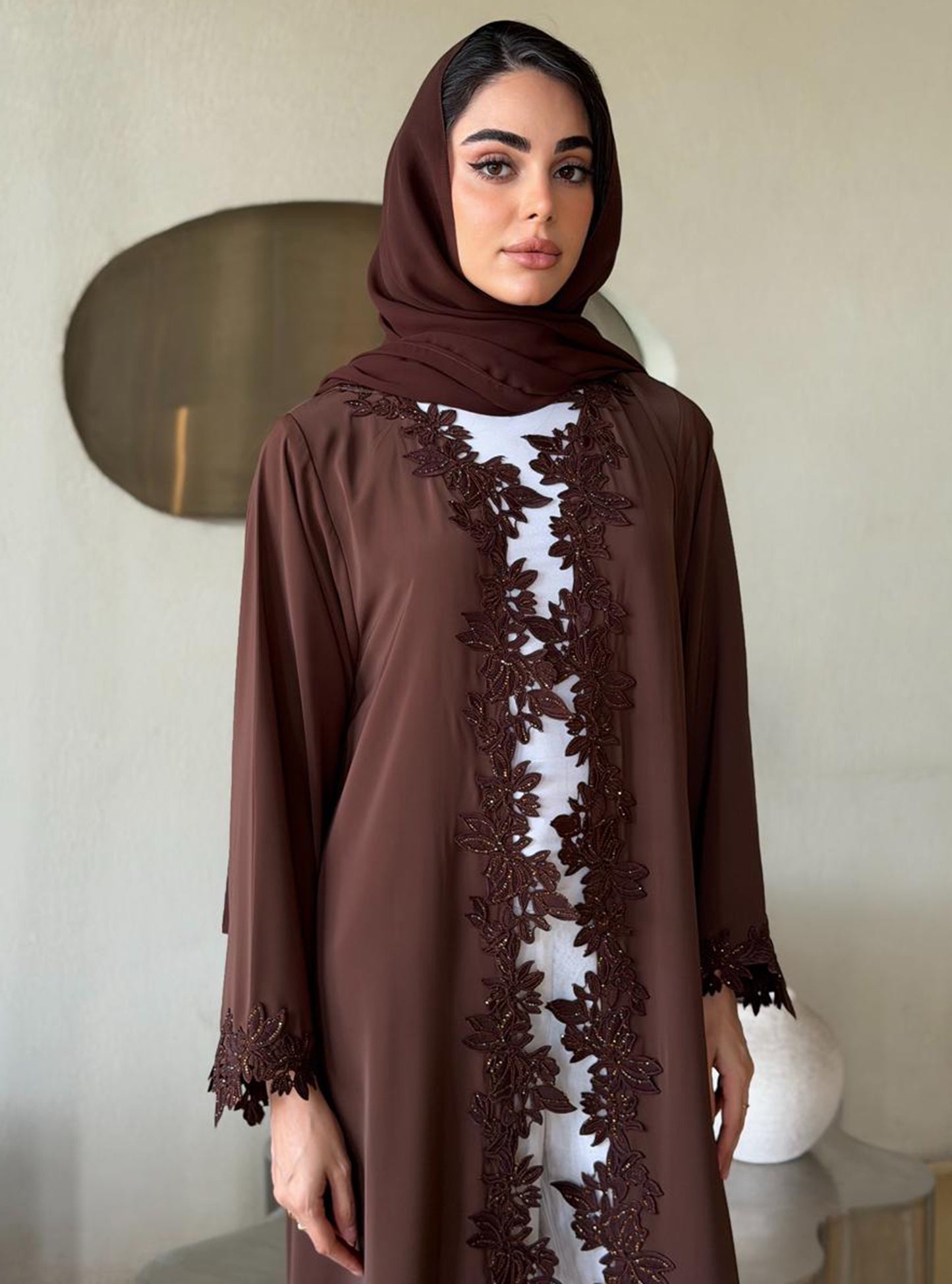 AT498 Brown Abaya