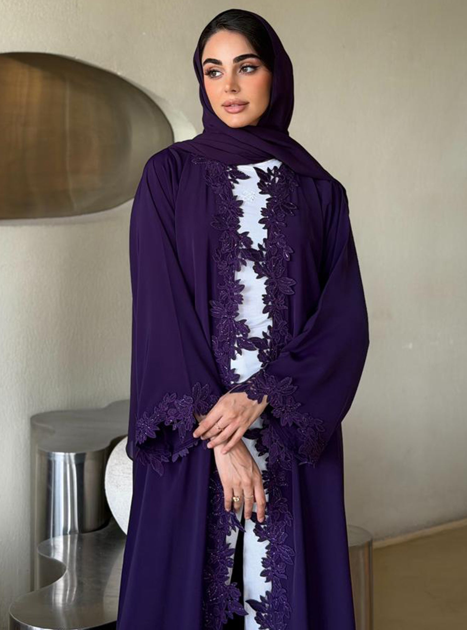 AT502 Purple Abaya