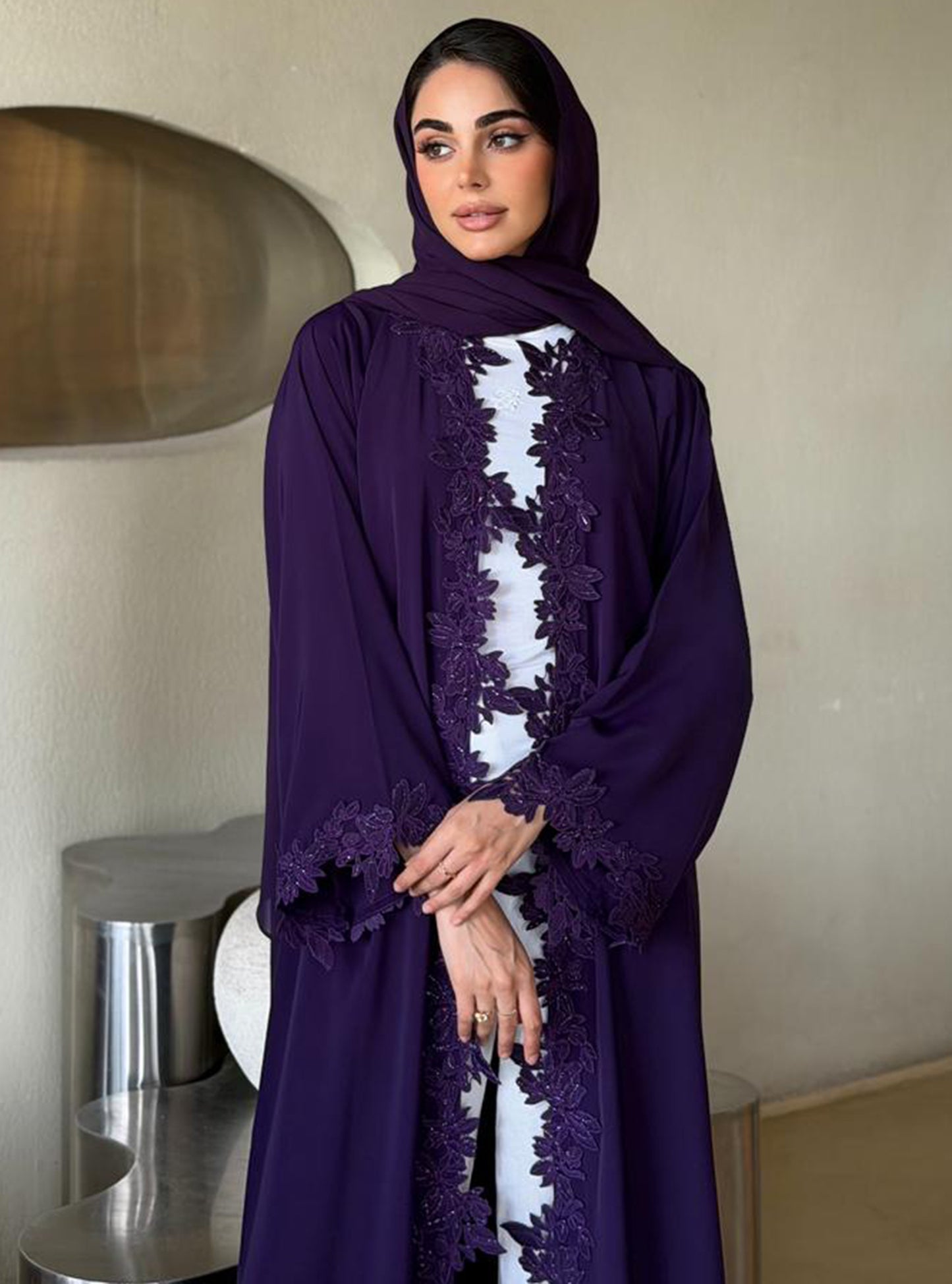 AT502 Purple Abaya