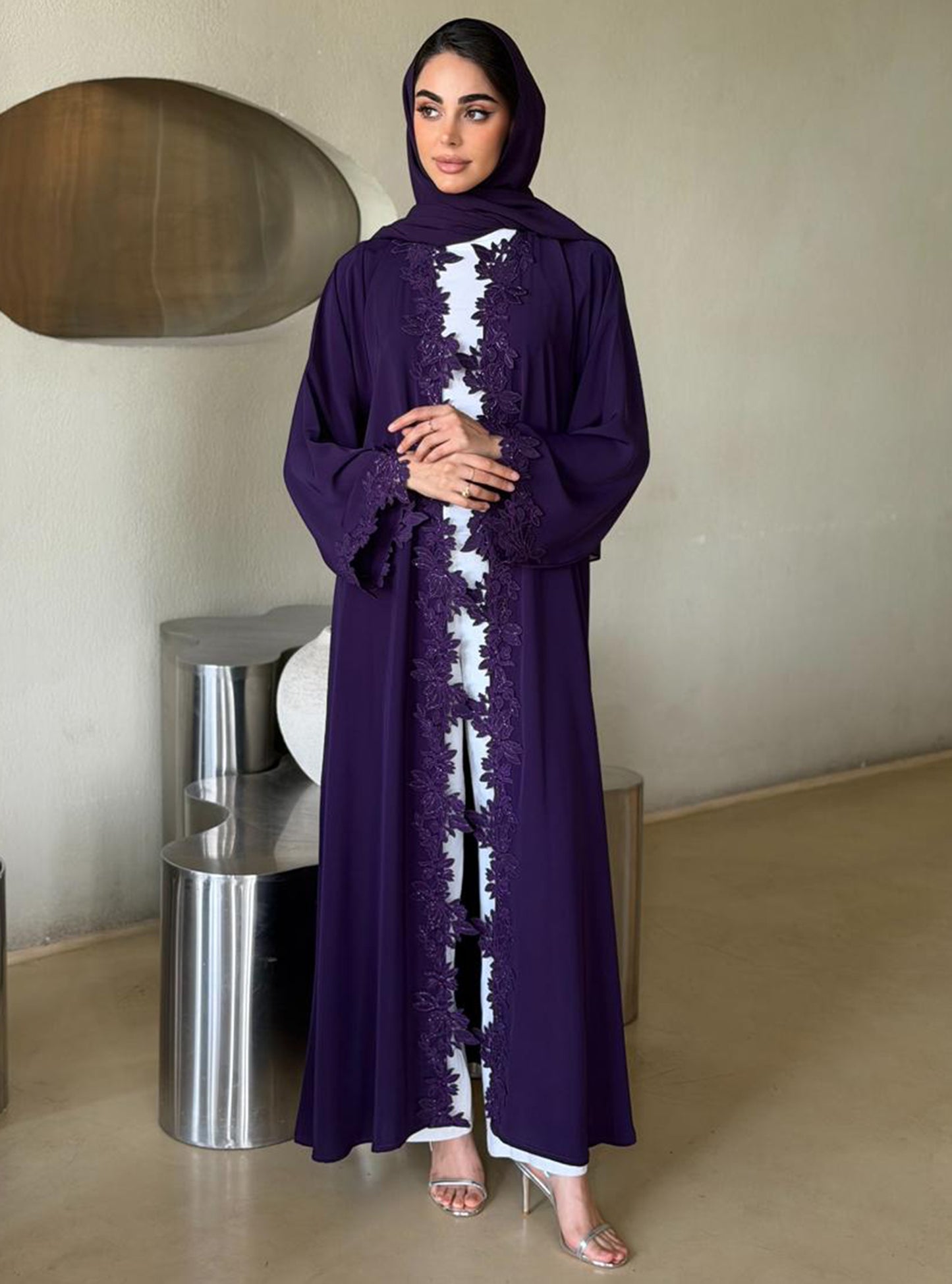 AT502 Purple Abaya